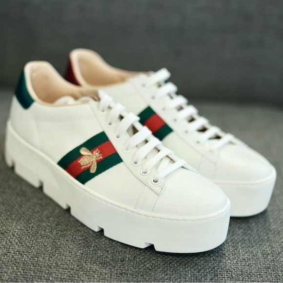 💯 Authentic Gucci Ace Embroidered Platform Sneaker - Picture 3 of 11